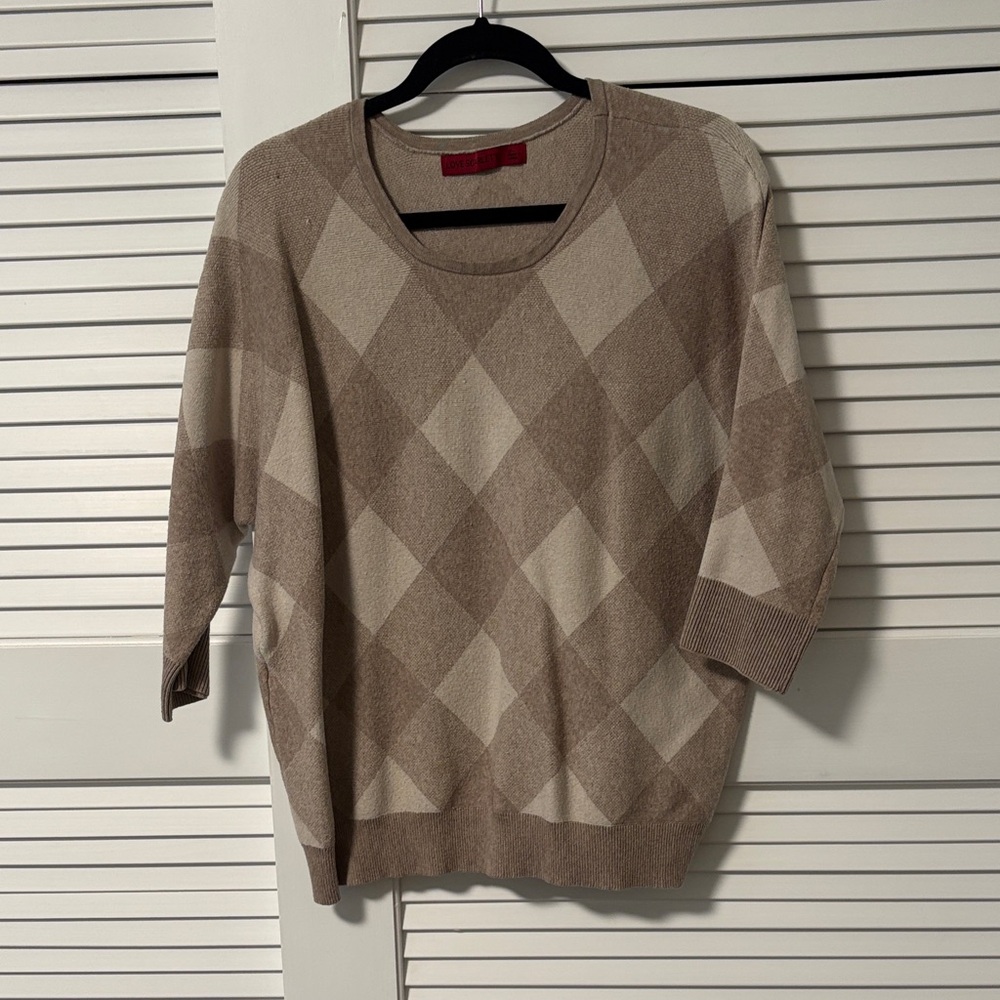 Tan and cream check sweater